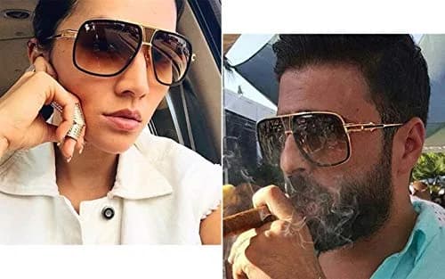 GOBIGER Aviator Sunglasses for Men Retro Fashion Gold Oversized 70s Shades | UV400 Protection thumbnail 2