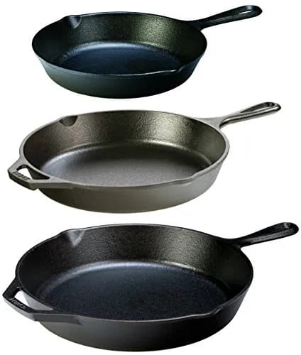 Lodge Cast Iron 3 Skillet Bundle 12in & 10.25in | Durable, Oven Safe, Versatile Cooking thumbnail 1
