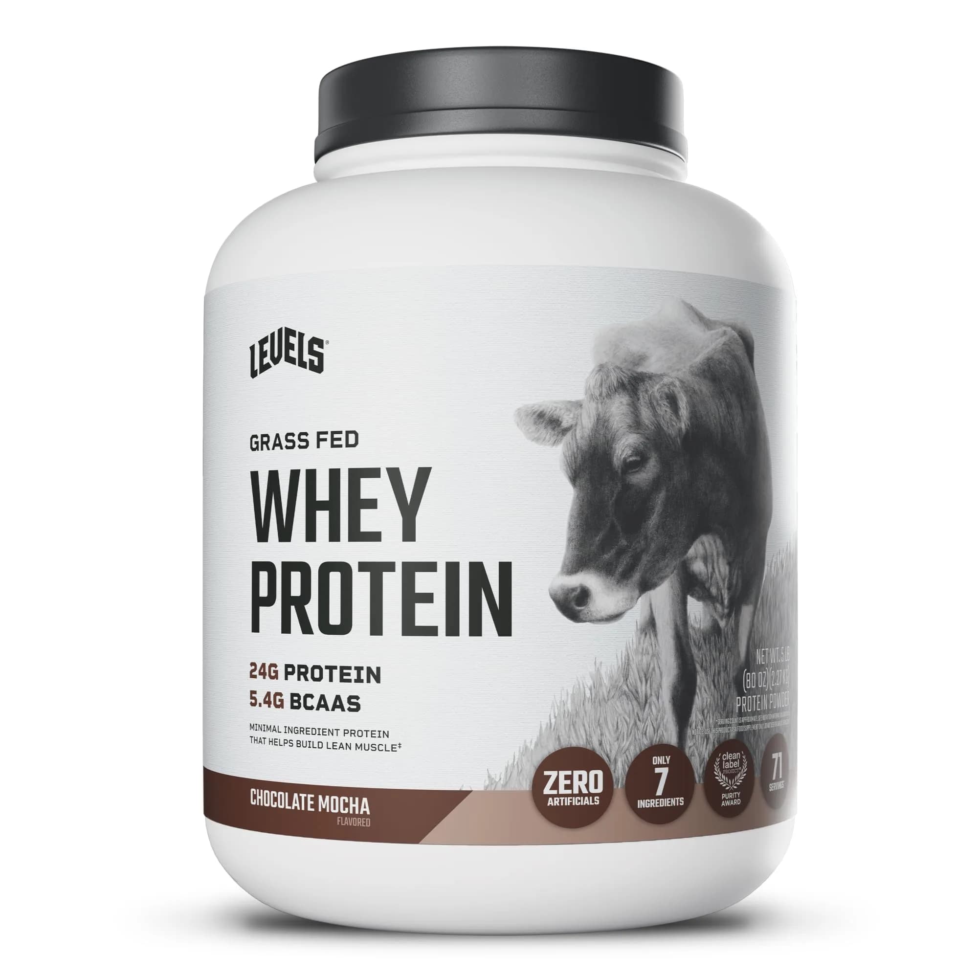Levels Nutrition Chocolate Mocha Grass Fed Whey Protein Powder, 24G Protein, 2LB | Natural Sweetened Protein for Daily Goals — Chocolate Mocha / 5 Pound