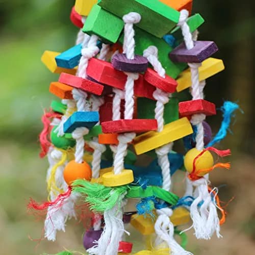 KINTOR Large Parrot Chew Toy, Bird Cage Toy for Macaw, African Grey, Cockatoos | Durable & Colorful Beak Grinder thumbnail 5