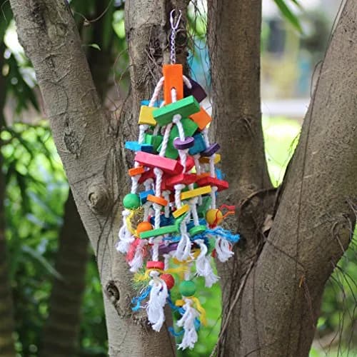 KINTOR Large Parrot Chew Toy, Bird Cage Toy for Macaw, African Grey, Cockatoos | Durable & Colorful Beak Grinder thumbnail 6