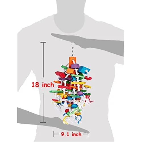 KINTOR Large Parrot Chew Toy, Bird Cage Toy for Macaw, African Grey, Cockatoos | Durable & Colorful Beak Grinder thumbnail 2