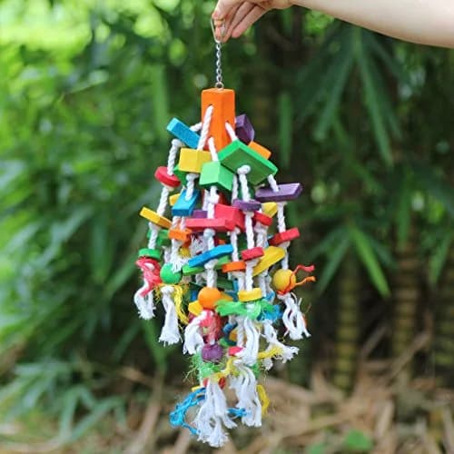 KINTOR Large Parrot Chew Toy, Bird Cage Toy for Macaw, African Grey, Cockatoos | Durable & Colorful Beak Grinder thumbnail 3