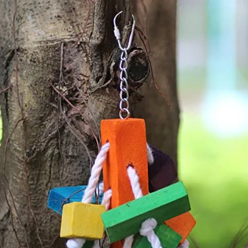KINTOR Large Parrot Chew Toy, Bird Cage Toy for Macaw, African Grey, Cockatoos | Durable & Colorful Beak Grinder thumbnail 4