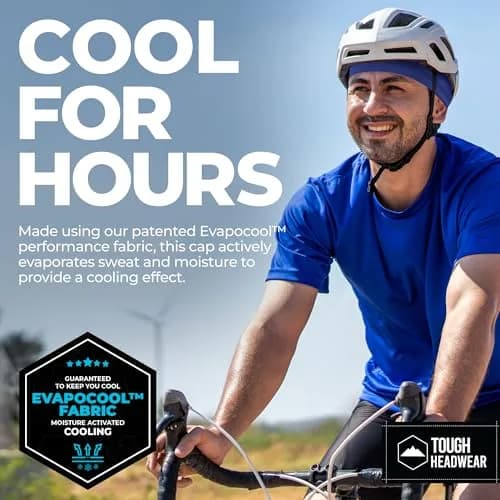 Tough Headwear Blue Cooling Cap Helmet Liner Skull Cap Running Beanie 55.9-61.6 cm (22-24.25 in) thumbnail 4