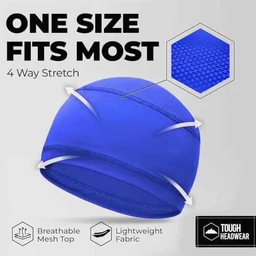 Tough Headwear Blue Cooling Cap Helmet Liner Skull Cap Running Beanie 55.9-61.6 cm (22-24.25 in) thumbnail 5