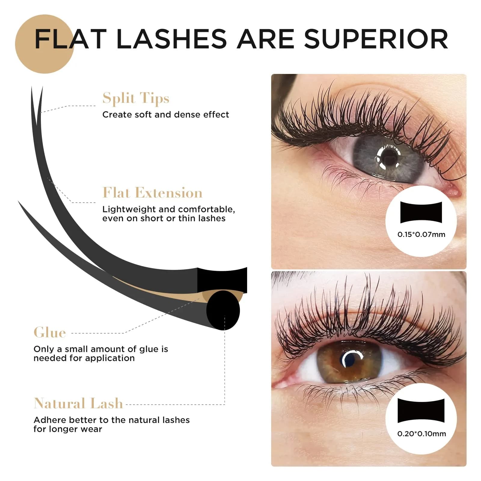 LASHVIEW FLAT 0.20D 11mm Ellipse Eyelash Extensions - Soft Faux Mink Individual Lashes - view 2