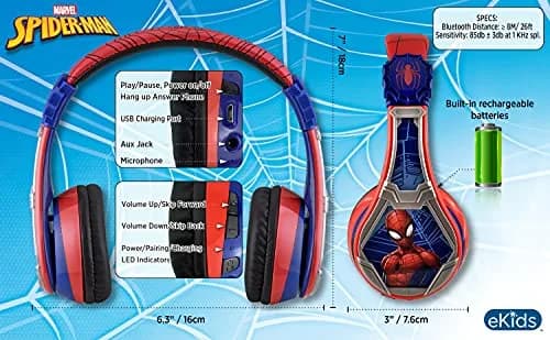 eKids Spiderman Bluetooth Headphones for Kids | 18-Hour Playtime thumbnail 6