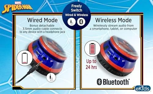 eKids Spiderman Bluetooth Headphones for Kids | 18-Hour Playtime thumbnail 7