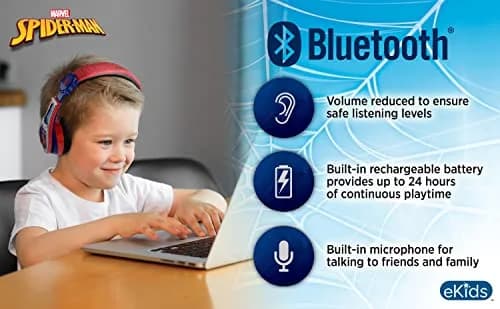 eKids Spiderman Bluetooth Headphones for Kids | 18-Hour Playtime thumbnail 2