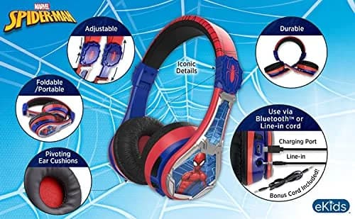 eKids Spiderman Bluetooth Headphones for Kids | 18-Hour Playtime thumbnail 3