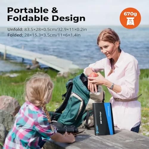 BigBlue 28W Solar Panel Charger 600g (1.3lb) | 25.4% High-Efficiency, USB-A/USB-C Ports, Digital Ammeter thumbnail 7