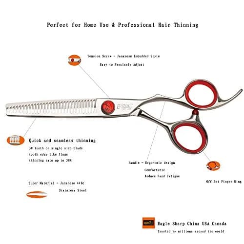 EAGLE SHARP Professional Hair Thinning Shears 6.5 cm (6 inch) | 30-Tooth Blender Convex Blade thumbnail 2