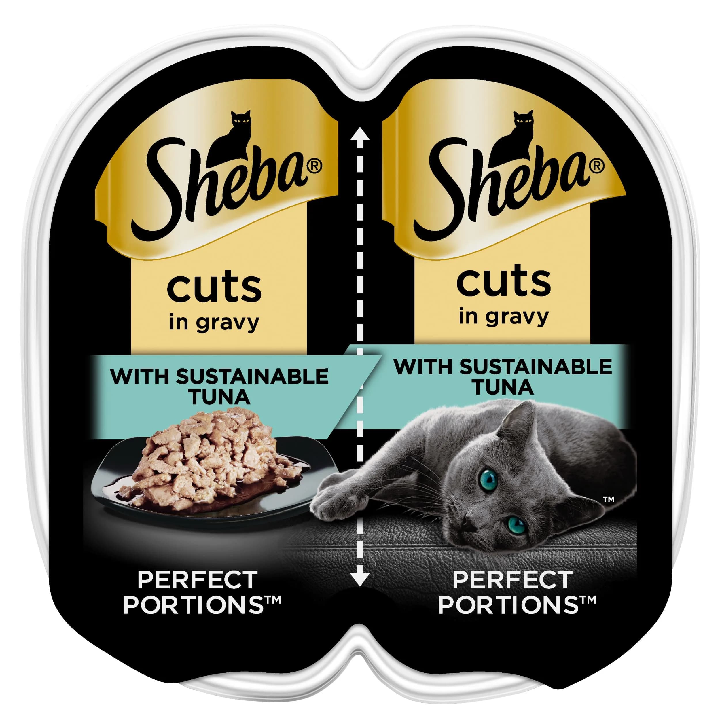 Sheba Perfect Portions Wet Cat Food, Tuna, 2.6 oz | Grain-Free, Protein-Rich, Easy Peel Twin Pack