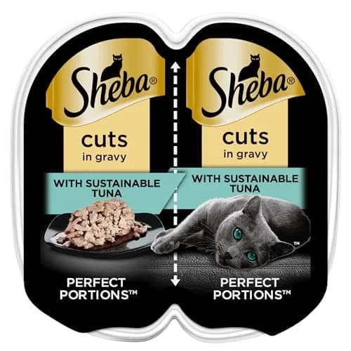 Sheba Perfect Portions Wet Cat Food, Tuna, 2.6 oz | Grain-Free, Protein-Rich, Easy Peel Twin Pack thumbnail 1
