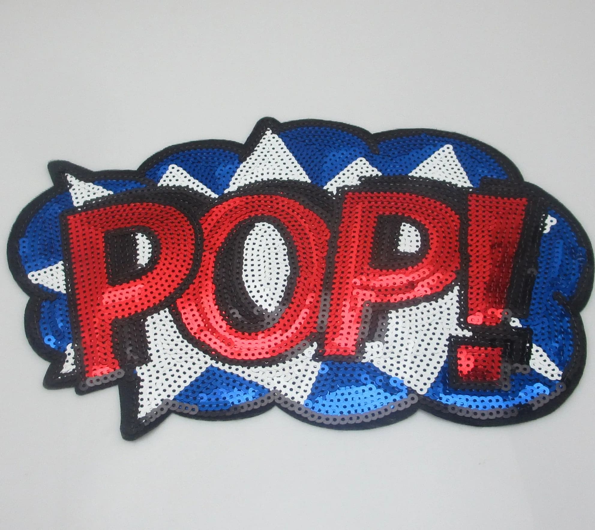Dandan DIY Letter POP Embroidered Sequin Applique Patch 28cm (11") | Sew or Iron On for Clothes, Curtains, Crafts - main product image