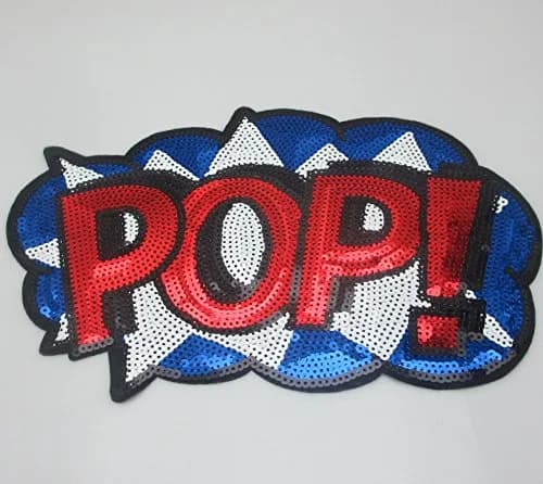 Dandan DIY Letter POP Embroidered Sequin Applique Patch 28cm (11") | Sew or Iron On for Clothes, Curtains, Crafts thumbnail 1