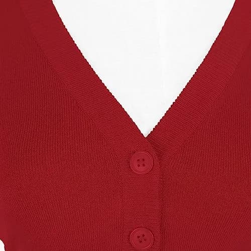 Urban CoCo Women's Cropped Cardigan V-Neck Button Down Knitted Sweater 3/4 Sleeve XL | Chic & Breathable thumbnail 4