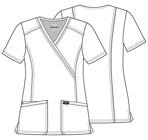 Cherokee Women Scrubs Top Workwear Revolution Mock Wrap WW610, L, Galaxy Blue | Durable, Stretchy, Professional Fit thumbnail 7