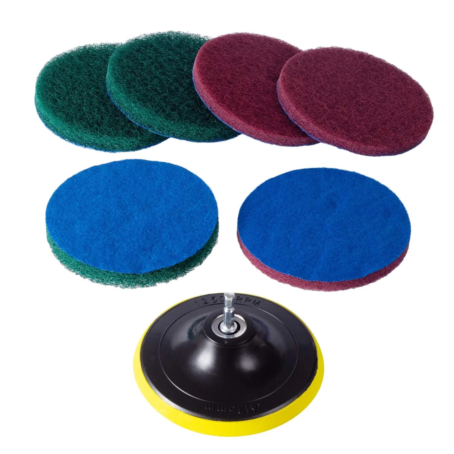 Kichwit 5 Inch Drill Powered Brush Tile Scrubber with 6 Pads | Cleans Large Flat Areas Perfectly — 5 Inch
