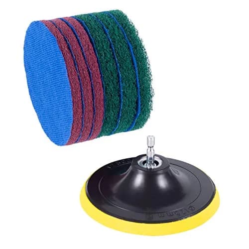 Kichwit 5 Inch Drill Powered Brush Tile Scrubber with 6 Pads | Cleans Large Flat Areas Perfectly thumbnail 4