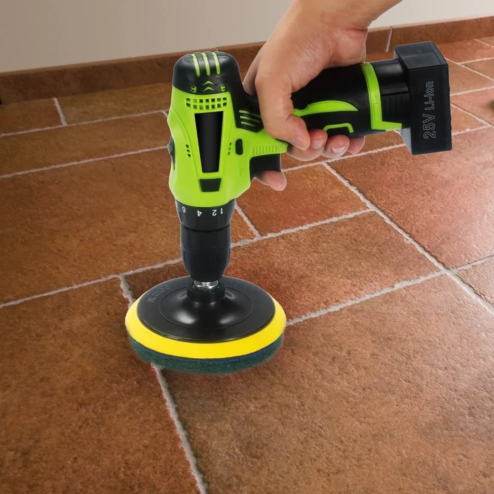 Kichwit 5 Inch Drill Powered Brush Tile Scrubber with 6 Pads | Cleans Large Flat Areas Perfectly - view 6
