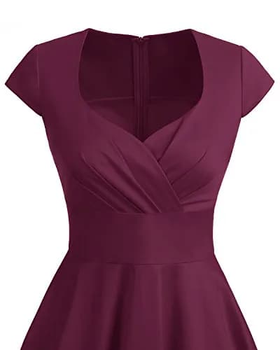Bbonlinedress Plus Size Vintage 1950s Retro Cocktail Dress 2XL | Burgundy, Knee-Length, Zipper thumbnail 4