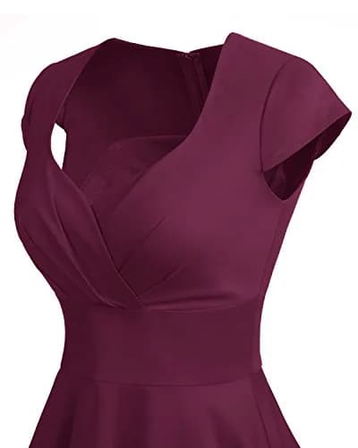 Bbonlinedress Plus Size Vintage 1950s Retro Cocktail Dress 2XL | Burgundy, Knee-Length, Zipper thumbnail 5