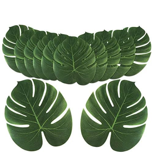 OurWarm 24pcs Large Artificial Tropical Palm Leaves | Faux Safari Leaves for Jungle & Party Decor thumbnail 1