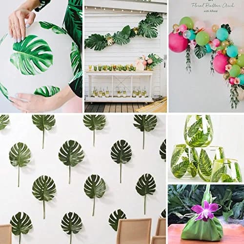 OurWarm 24pcs Large Artificial Tropical Palm Leaves | Faux Safari Leaves for Jungle & Party Decor thumbnail 5