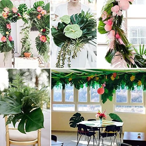 OurWarm 24pcs Large Artificial Tropical Palm Leaves | Faux Safari Leaves for Jungle & Party Decor thumbnail 7