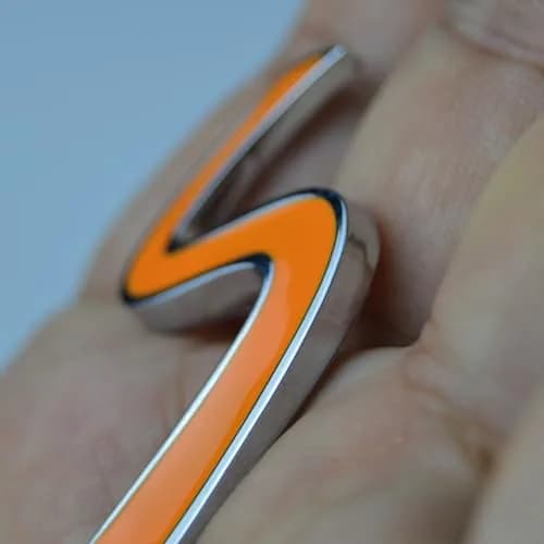 Zorratin Orange 3D Metal Emblem with Self-Adhesive for Mini Cooper | Weatherproof & Fade-Resistant thumbnail 4