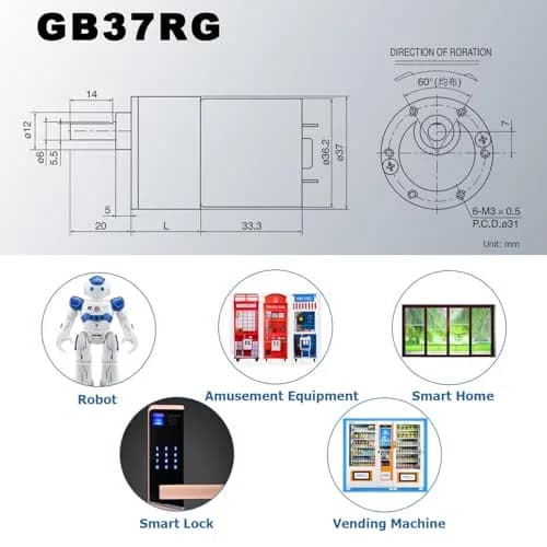 Greartisan DC 12V 30RPM Gear Motor High Torque Electric Micro Speed Reduction Geared Motor Eccentric Output Shaft 6x14mm (0.24" x 0.55") thumbnail 2