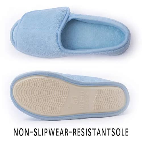Git-up Women Diabetic Slippers 9# Blue | Adjustable Memory Foam House Shoes for Edema & Arthritis thumbnail 5