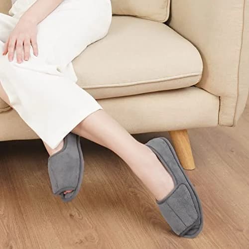 Git-up Women Diabetic Slippers 9# Blue | Adjustable Memory Foam House Shoes for Edema & Arthritis thumbnail 6