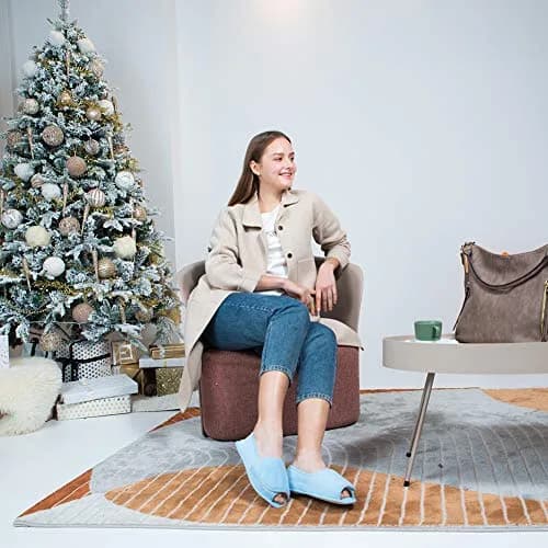Git-up Women Diabetic Slippers 9# Blue | Adjustable Memory Foam House Shoes for Edema & Arthritis thumbnail 2