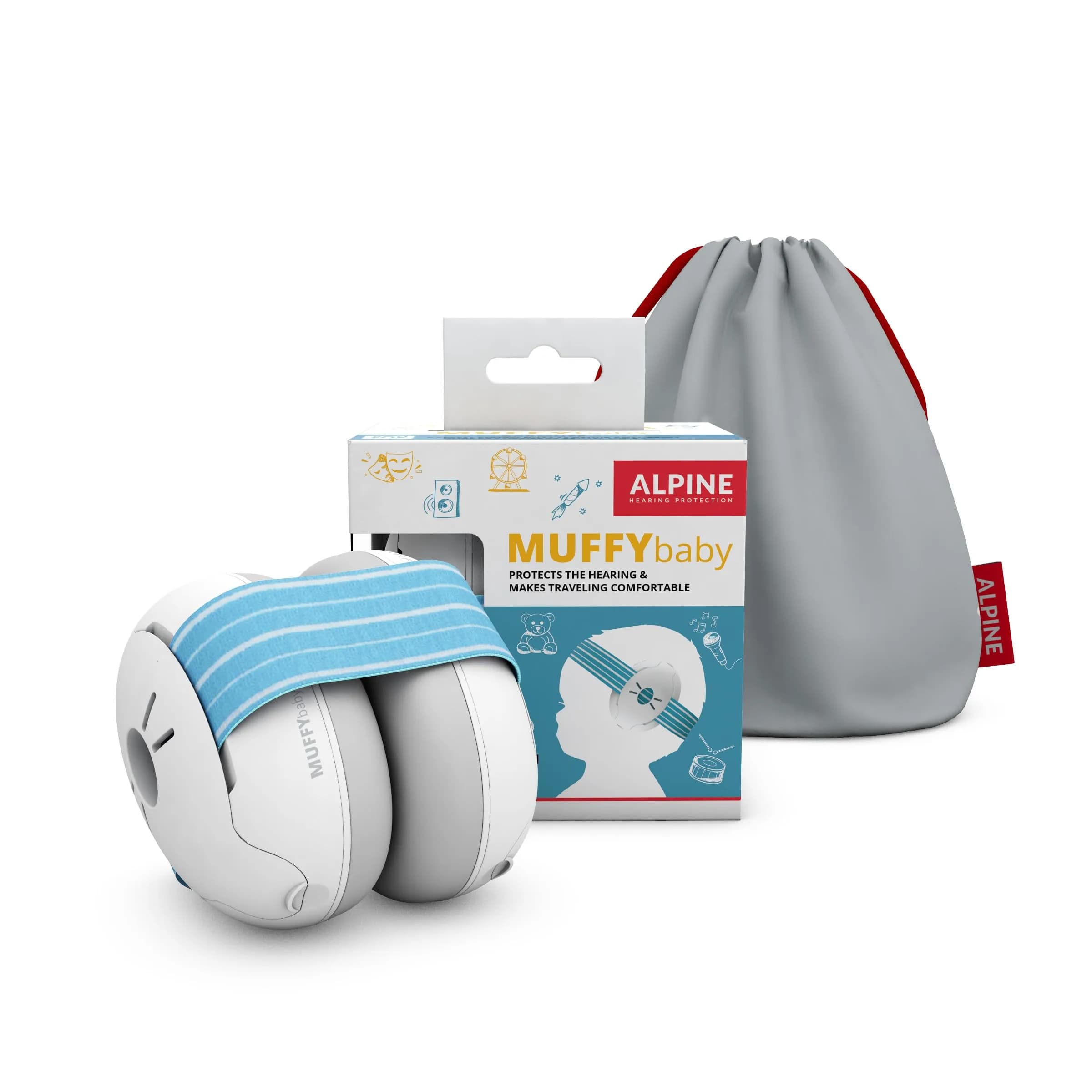 Alpine Muffy Baby Blue Earmuffs for Babies & Toddlers up to 36 Months | CE & ANSI Certified Noise Reduction - main product image