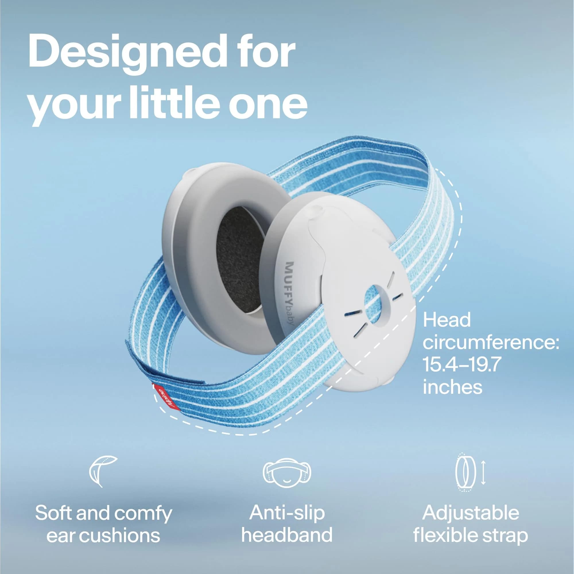 Alpine Muffy Baby Blue Earmuffs for Babies & Toddlers up to 36 Months | CE & ANSI Certified Noise Reduction - view 3