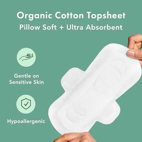 Rael Organic Cotton Cover Sanitary Pads, Moderate Absorbency, Regular, 28 Count | Hypoallergenic & Chlorine-Free thumbnail 4