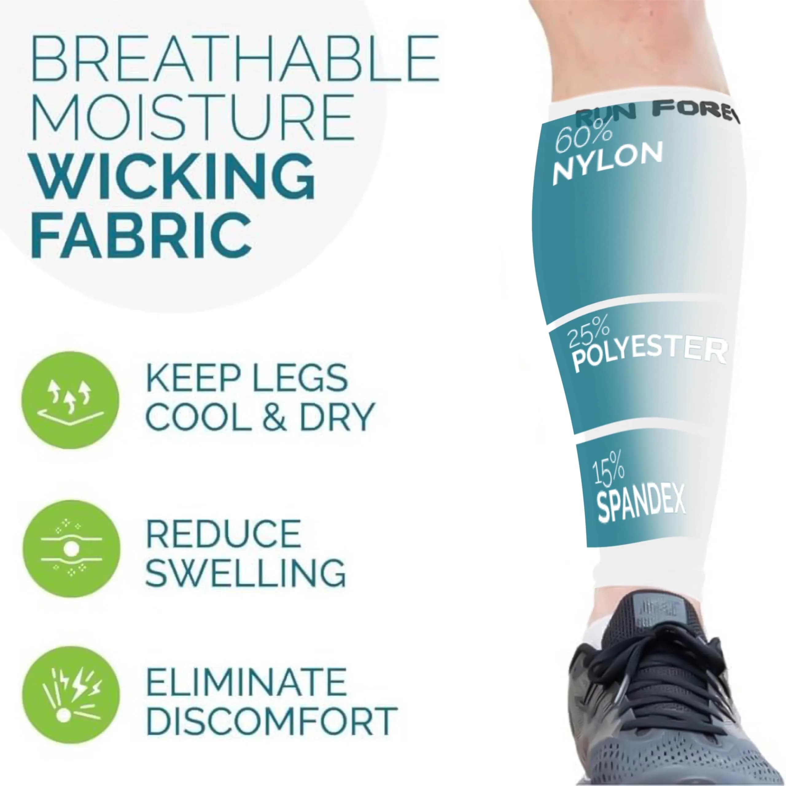 Run Forever Calf Compression Sleeve XL White | 20-30mmHg Graduated Support for Shin Splints & Varicose Veins - view 5