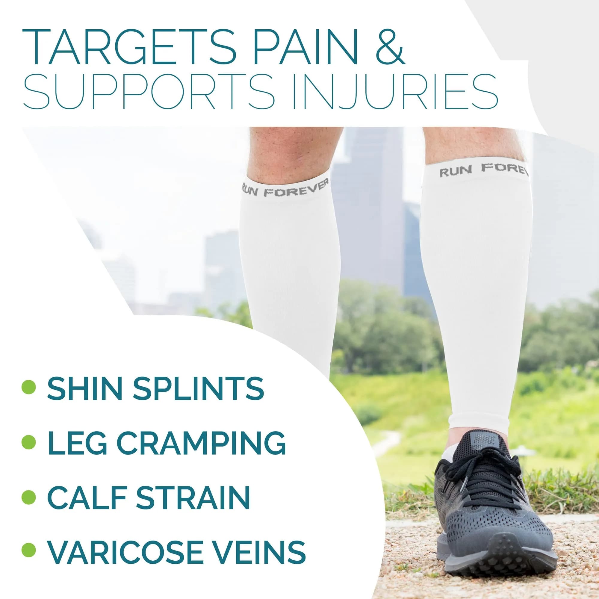 Run Forever Calf Compression Sleeve XL White | 20-30mmHg Graduated Support for Shin Splints & Varicose Veins - view 6