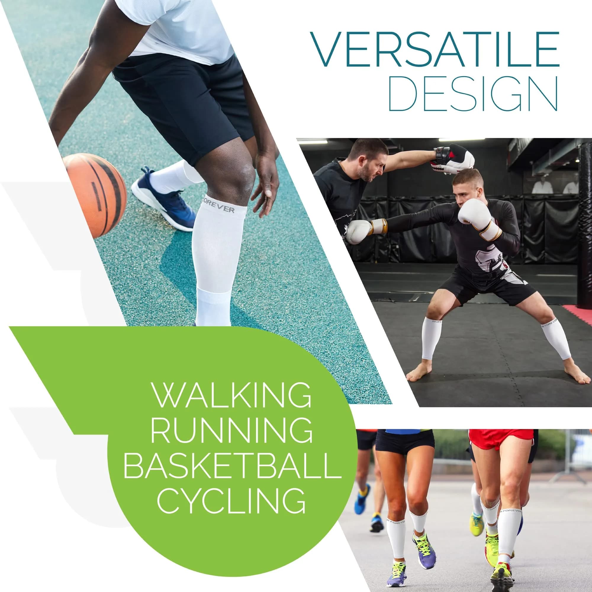 Run Forever Calf Compression Sleeve XL White | 20-30mmHg Graduated Support for Shin Splints & Varicose Veins - view 8