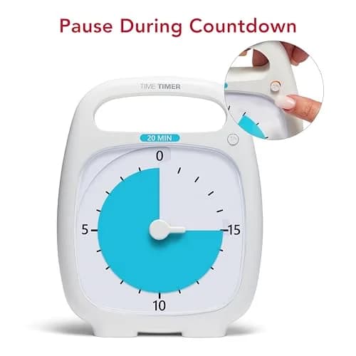 TIME TIMER Plus 20 Minute Desk Visual Timer | Silent Countdown for Classroom & Office (White) thumbnail 5