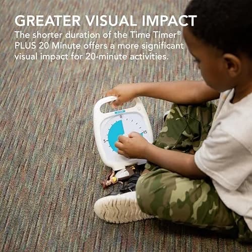 TIME TIMER Plus 20 Minute Desk Visual Timer | Silent Countdown for Classroom & Office (White) thumbnail 2