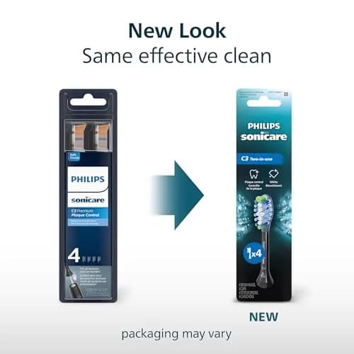 Philips Sonicare C3 Two-in-One Genuine Replacement Electric Toothbrush Heads 4 Pack | Deep Plaque Removal & Whitening thumbnail 2