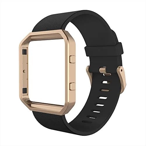 Simpeak Sport Band Compatible with Fitbit Blaze Watch Large (24mm) | Black Band with Rose Gold Frame thumbnail 1
