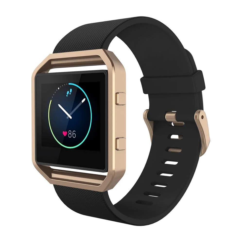 Simpeak Sport Band Compatible with Fitbit Blaze Watch Large (24mm) | Black Band with Rose Gold Frame - view 2