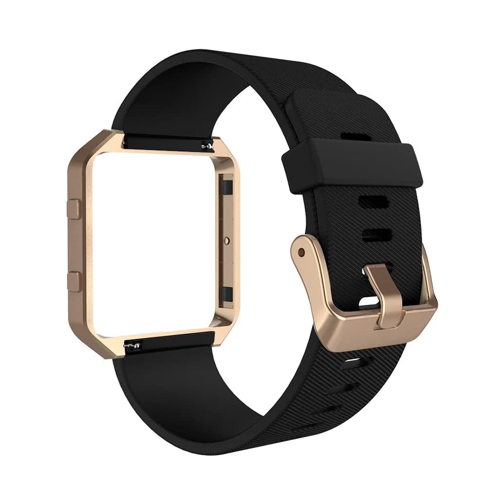 Simpeak Sport Band Compatible with Fitbit Blaze Watch Large (24mm) | Black Band with Rose Gold Frame - view 4