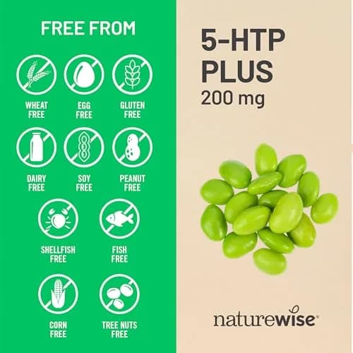 NatureWise 5-HTP 200mg Supplement, Mood & Sleep Support, 60 Vegan Capsules | Vegan, Plant-Based, USA Sourced thumbnail 5