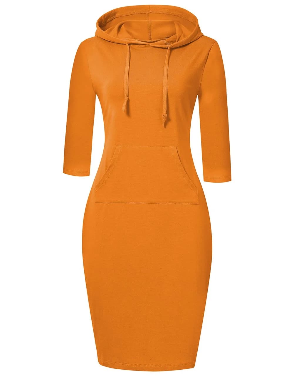 MISSKY 3/4 Long Sleeve Dresses for Women Pocket Black Sweatshirts for Women (S) | Casual Fashion — Orange / Medium